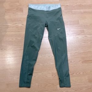Nike Pro Olive Green Mesh Panel Leggings